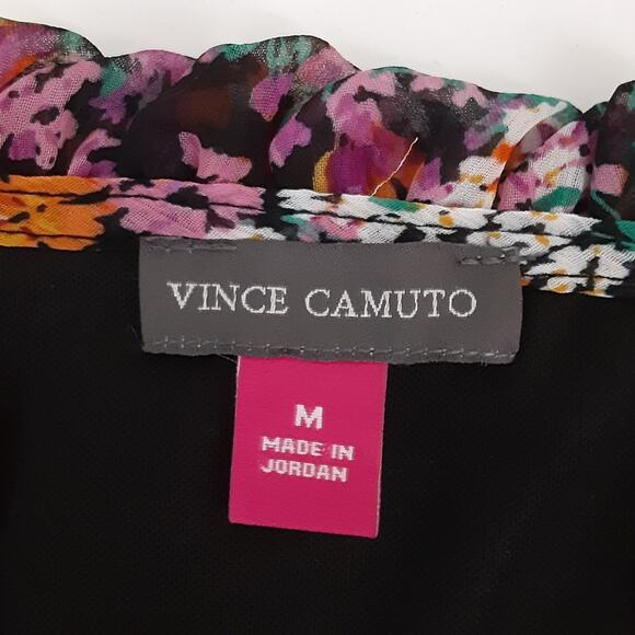 Vince Camuto Floral Tiered Babydoll Dress Fall Colors Mini Dress M Boho NWT - Picture 9 of 16